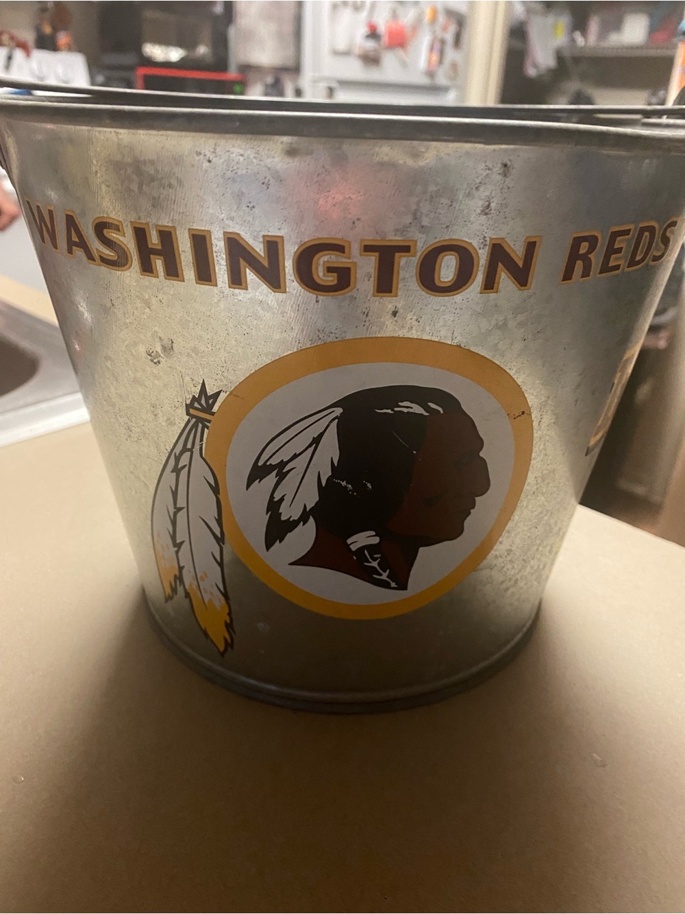 NFL Washington Redskins Metal Team Logo Bucket